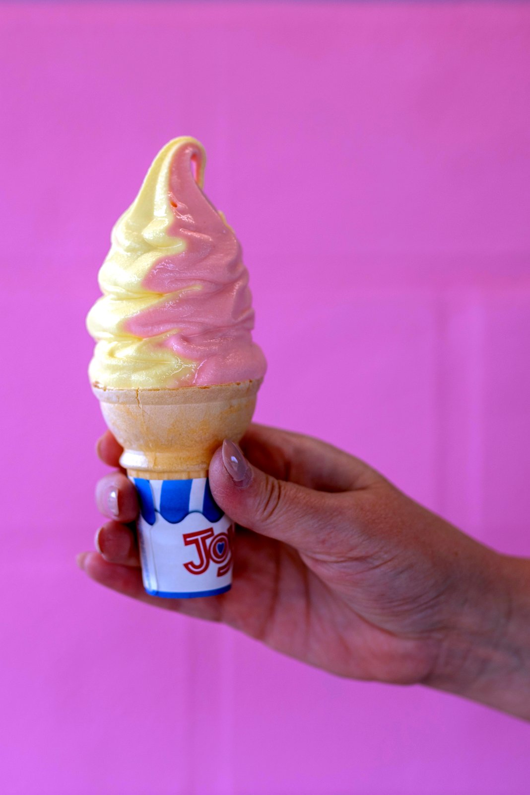 Hand-spun soft serve swirl cone at Lisa's Dairy Bar